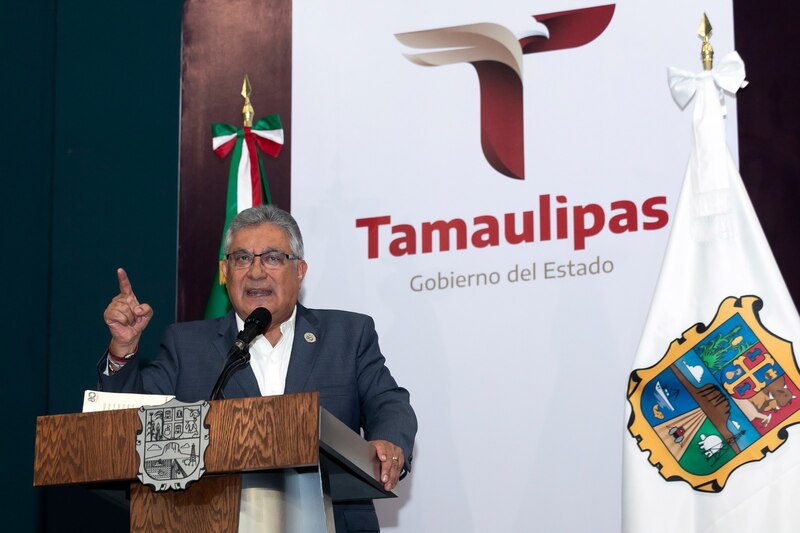 El gobernador de Tamaulipas, Francisco García Cabeza de Vaca, durante una conferencia de prensa.