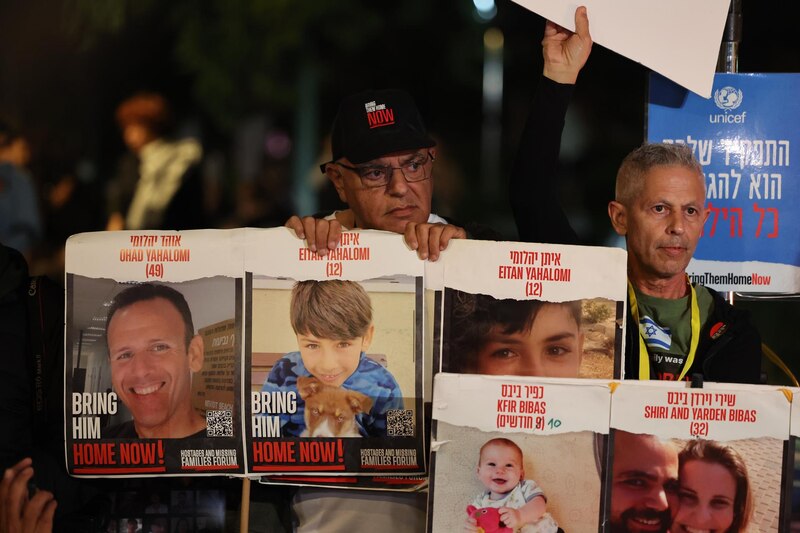 Protesta por la liberación de rehenes y prisioneros israelíes en Gaza
