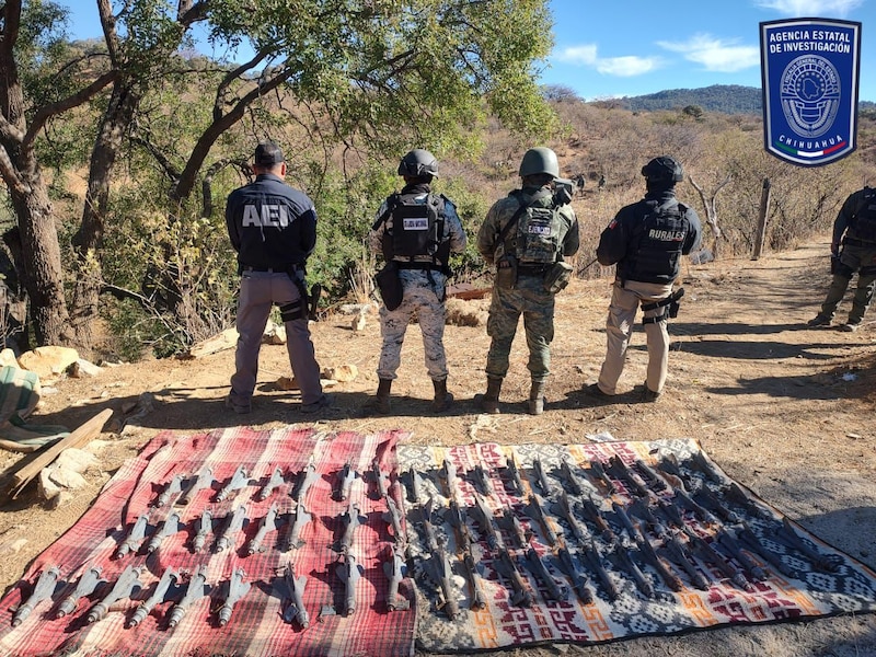 Artefactos explosivos asegurados en Chihuahua durante un operativo conjunto de SEDENA y fuerzas de seguridad estatales y federales