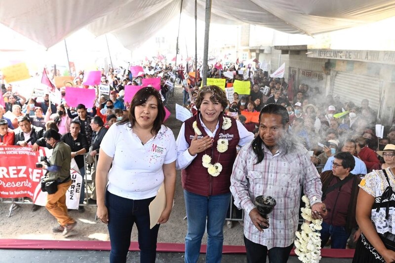 La candidata Delfina Gómez encabeza mitin en Texcoco