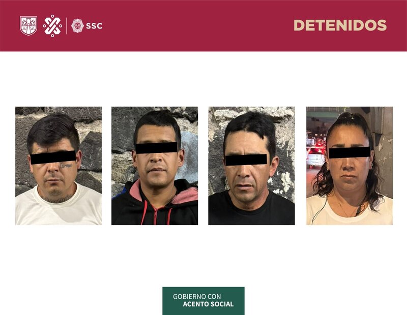 SSC detiene a cuatro personas por diversos delitos en la CDMX
