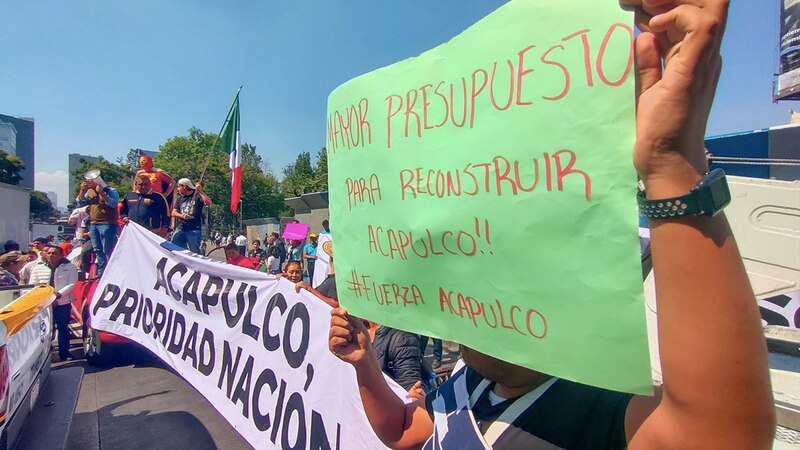Protesta en Acapulco por la falta de presupuesto para la reconstrucción