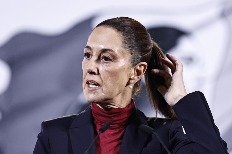 La presidenta de México durante su conferencia mañanera en Palacio Nacional