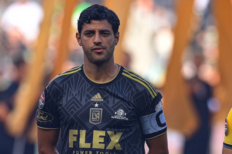 Carlos Vela, jugador del LAFC, durante un partido de fútbol.