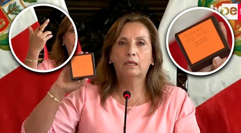 Presidenta de Perú, Dina Boluarte, muestra anillo de lujo durante conferencia de prensa