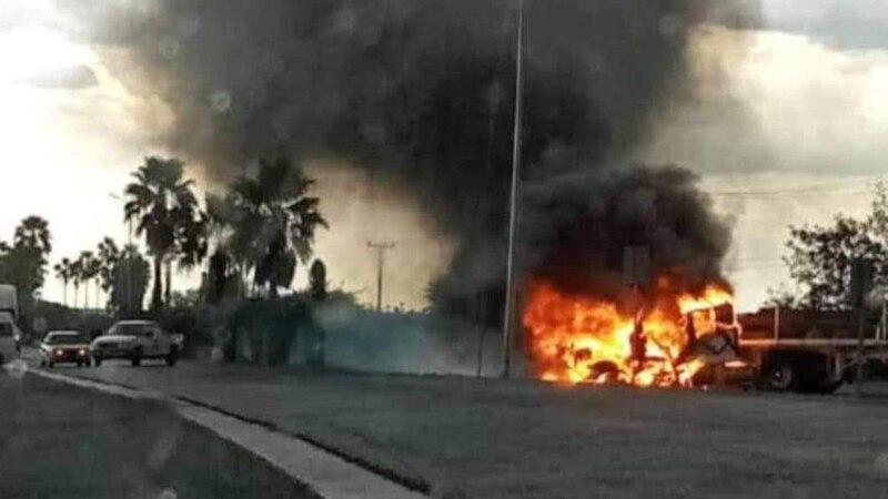 Accidente de camión en llamas