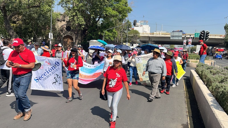 Marcha de la Sección 9 Democrática del SNTE en la Ciudad de México