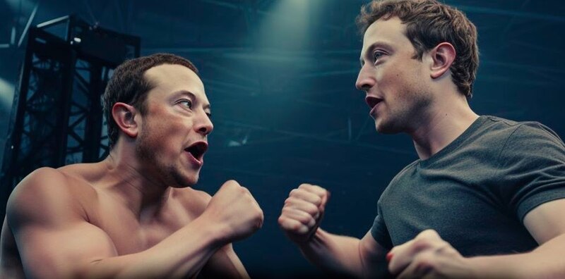 Elon Musk y Mark Zuckerberg en una pelea de boxeo