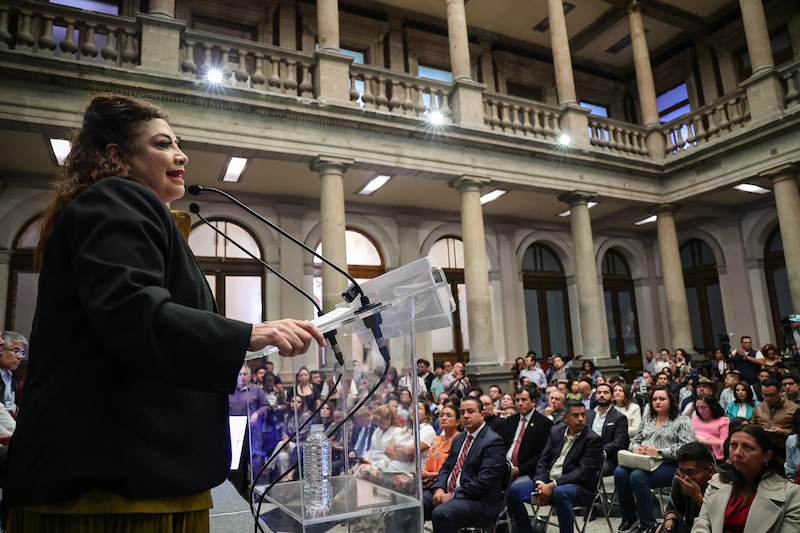 La Jefa de Gobierno de la Ciudad de México, Claudia Sheinbaum, durante una conferencia de prensa.