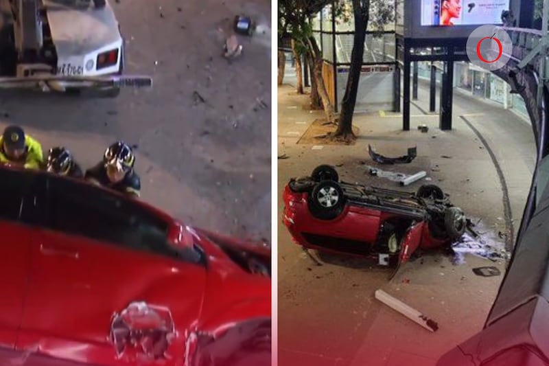 El vehículo salió disparado por la gran velocidad que llevaba; no hay reportes de heridos... porque los pasajeros, aparentemente, se dieron a la fuga.