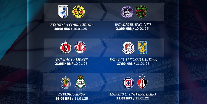 Partidos, fechas, canales de transmisión y horarios de la jornada 1 de Liga MX en el Clausura 2025.