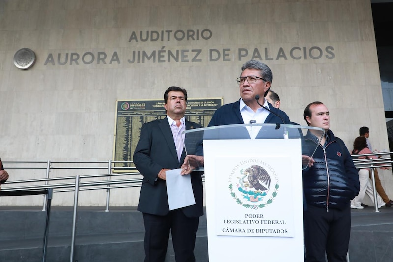 El diputado federal por Morena, Hamlet García Almaguer, durante una conferencia de prensa en San Lázaro.