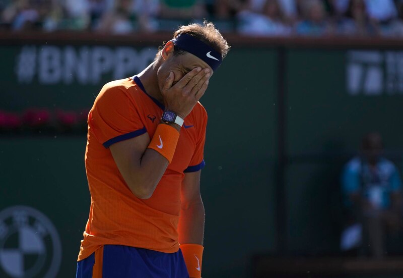 Nadal se lamenta tras perder el partido