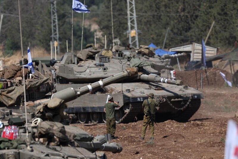 Tropas israelíes en la frontera con Gaza