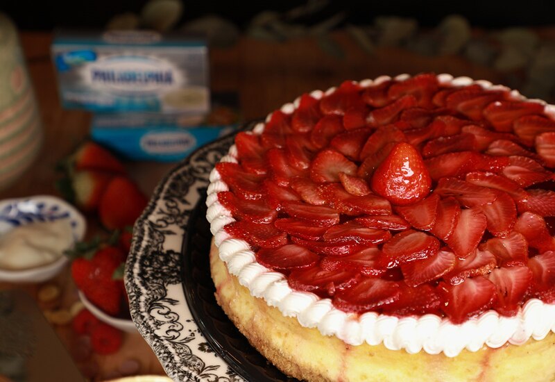 Tarta de queso con fresas