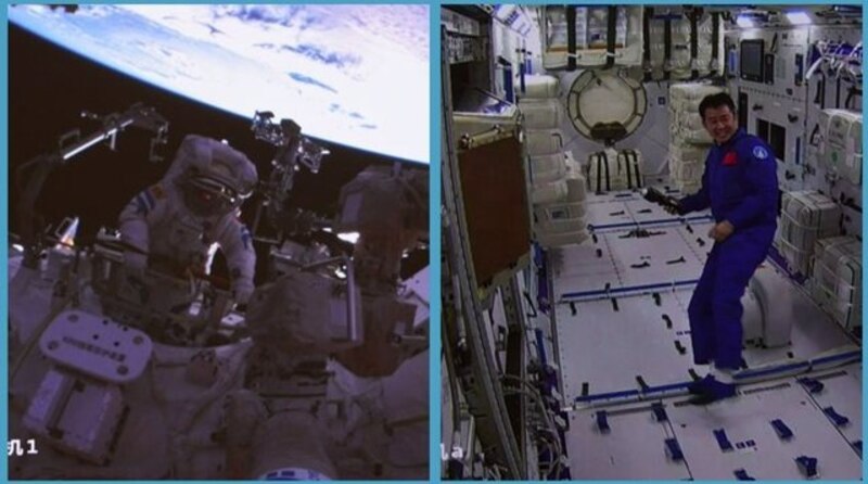 El astronauta chino Zhai Zhigang realiza una caminata espacial