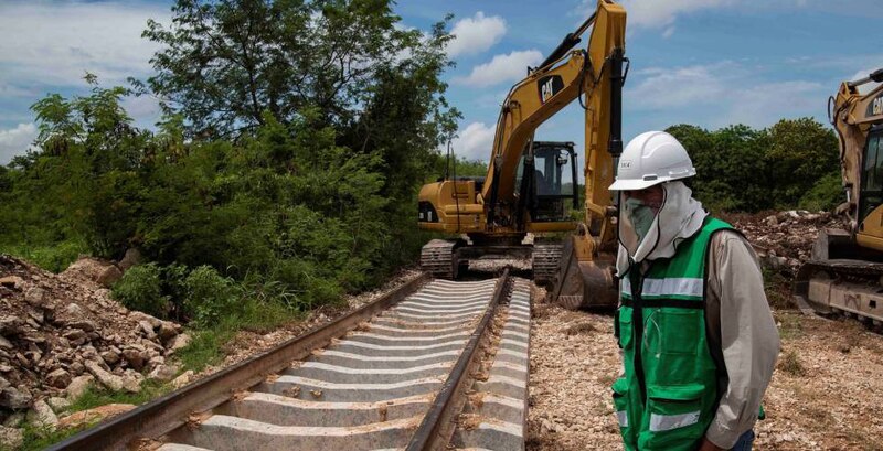 Construcción de la vía férrea