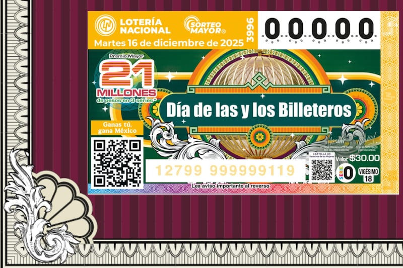 Sorteo Mayor 3996 de la Lotería Nacional 16 de diciembre