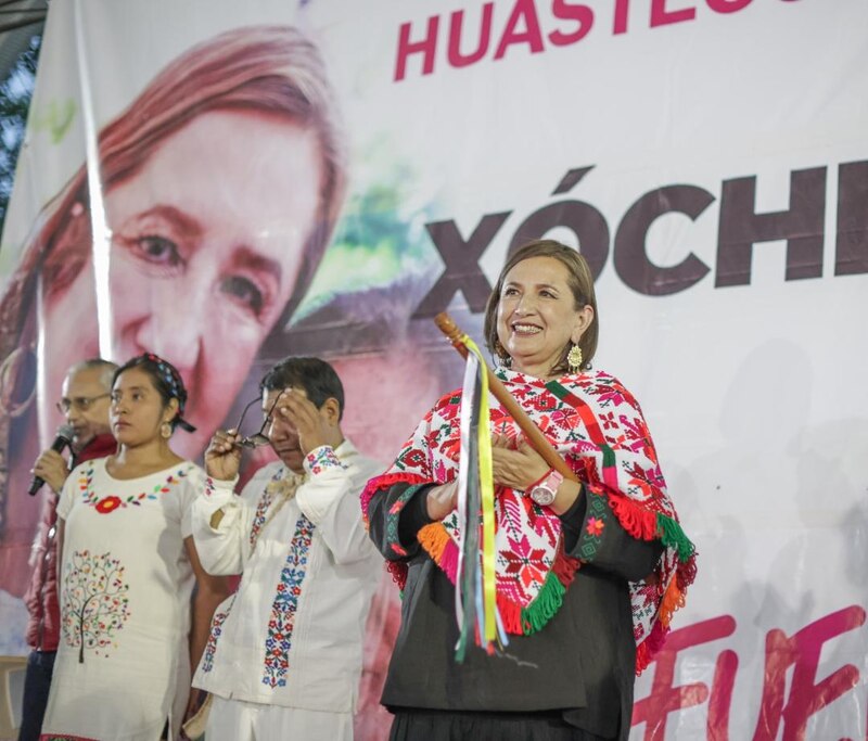 La candidata presidencial Xóchitl Gálvez en un mitin en Chiapas