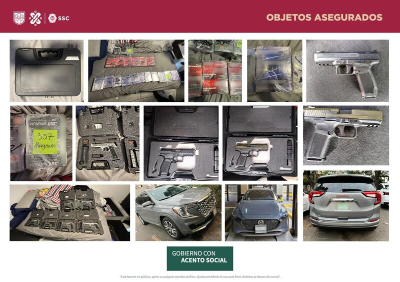 Title:
Decomisan armas, cartuchos y vehículos en cateos en la CDMX