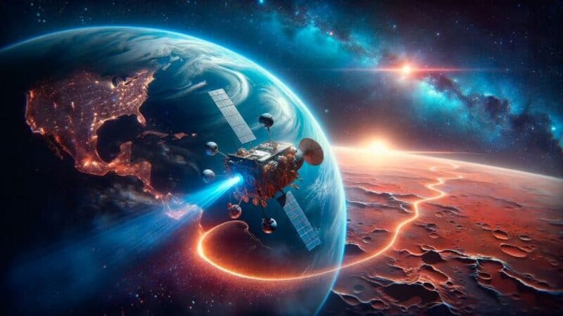 Satélite en órbita alrededor de la Tierra