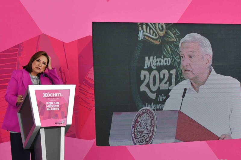 Xóchitl Gálvez, candidata a la presidencia de México por el partido Movimiento Ciudadano, durante un mitin de campaña.