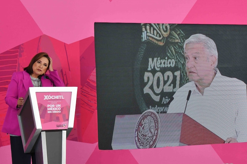Xóchitl Gálvez, candidata a la presidencia de México por el partido Movimiento Ciudadano, durante un mitin de campaña.
