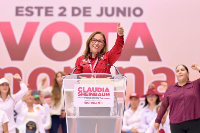 Claudia Sheinbaum, candidata de Morena a la presidencia de México, en un mitin de campaña
