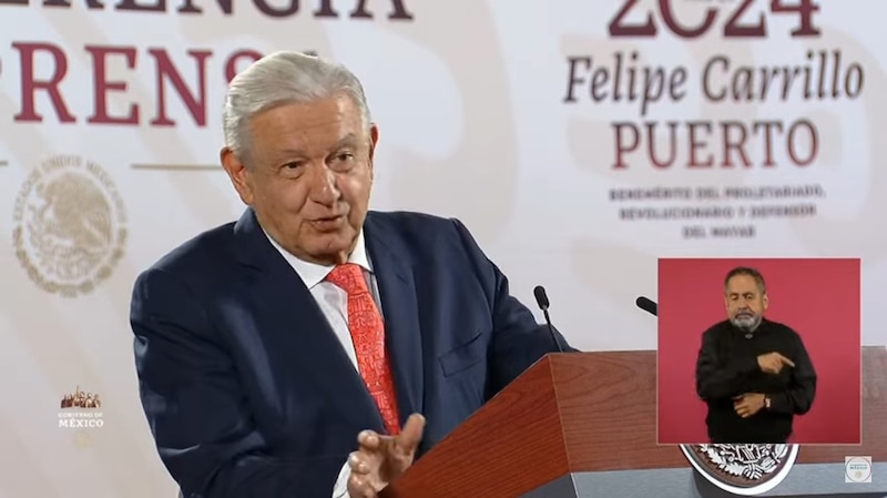 El presidente Andrés Manuel López Obrador durante una conferencia de prensa en Felipe Carrillo Puerto, Quintana Roo.