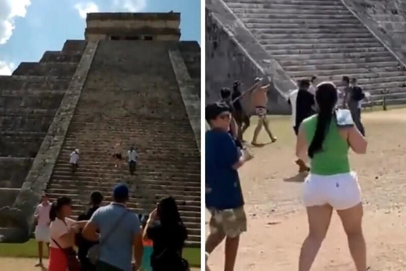 Turista se cae de la pirámide de Chichén Itzá