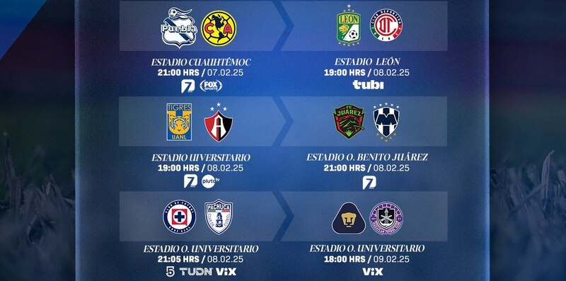 Partidos, fechas, horarios, canales de transmisión de la jornada 6 del Clausura 2025 de la Liga MX.