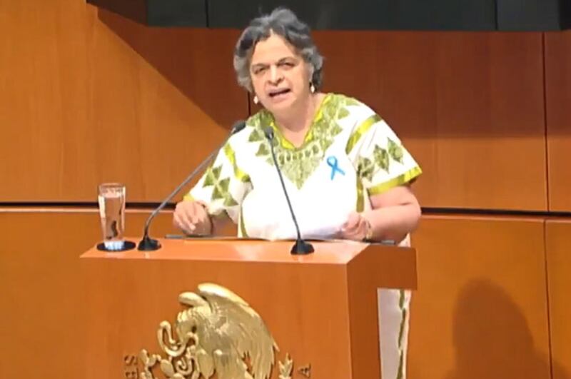 La Senadora Nestora Salgado da un discurso en el Senado de México