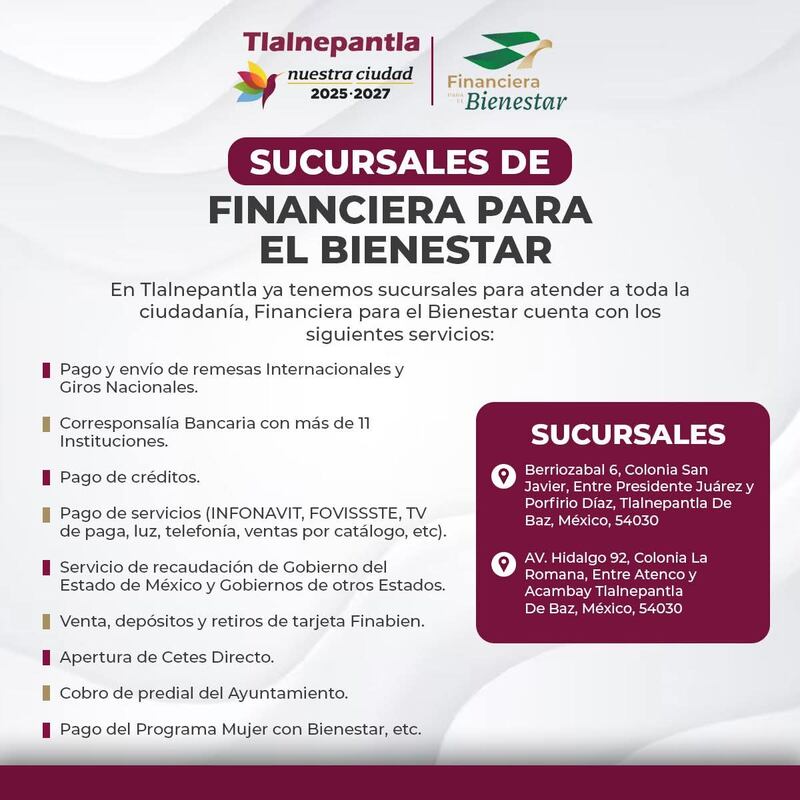 Financiera para el Bienestar acerca sus servicios a las familias de Tlalnepantla