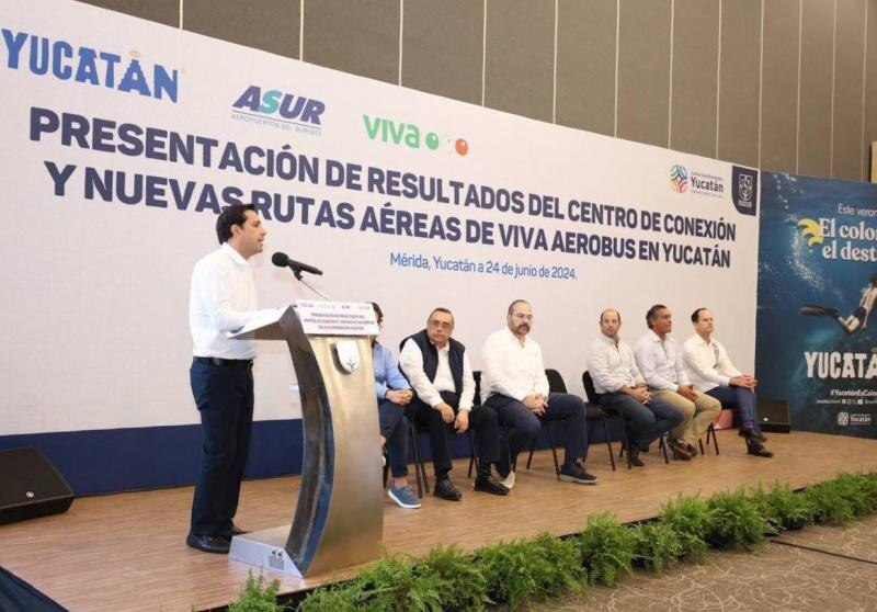 Presentación de resultados del Centro de Conexión y nuevas rutas aéreas de Viva Aerobus en Yucatán