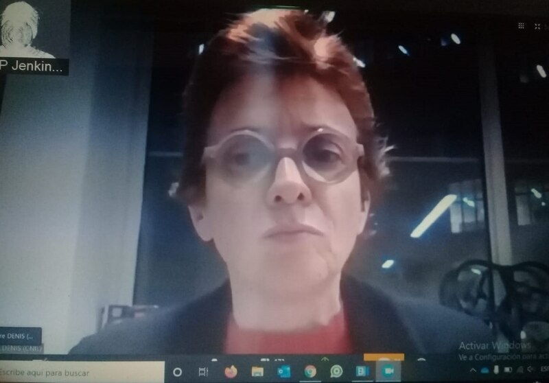 La Ministra de Defensa, Margarita Robles, durante una videoconferencia.