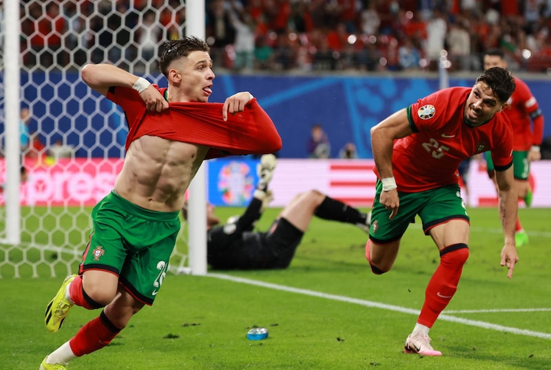 Cristiano Ronaldo celebra el gol de Portugal