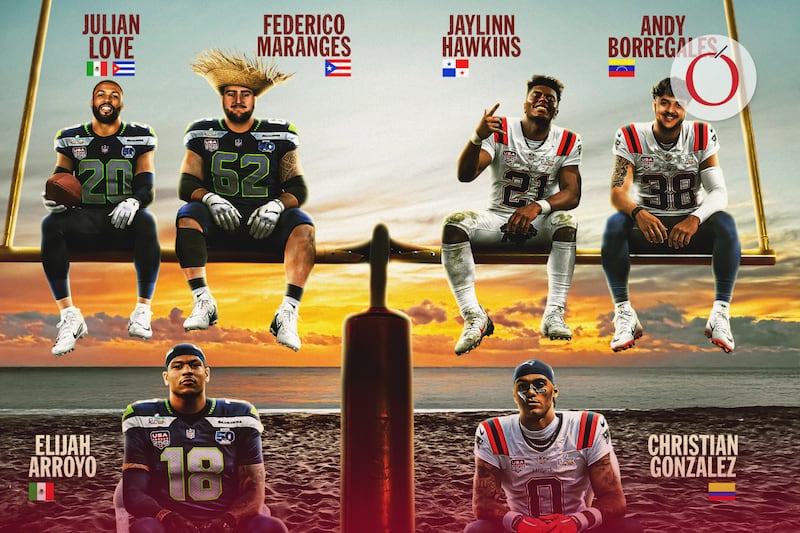 Estos son los jugadores latinos que participarán en el Super Bowl 2026