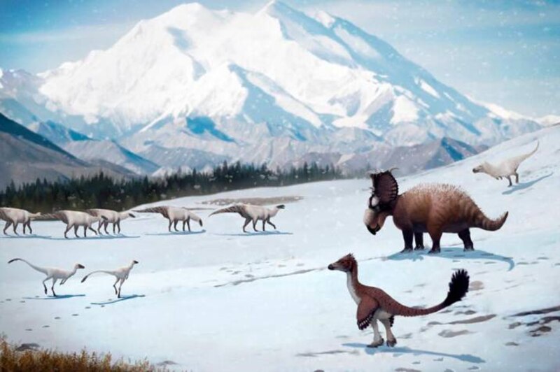 Dinosaurios en la nieve