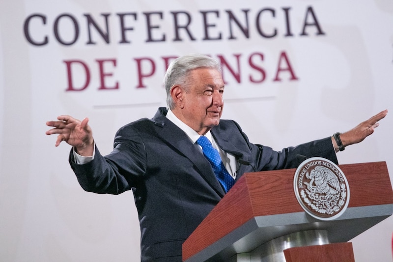 El presidente Andrés Manuel López Obrador en una conferencia de prensa