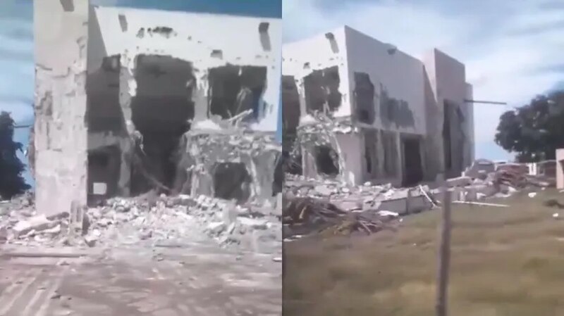Antes y después de la demolición de un edificio
