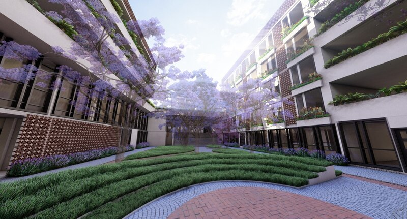 Un hermoso jardín en el interior de un edificio
