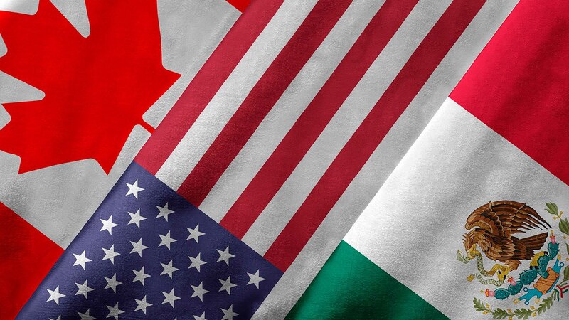 Las banderas de Canadá, Estados Unidos y México