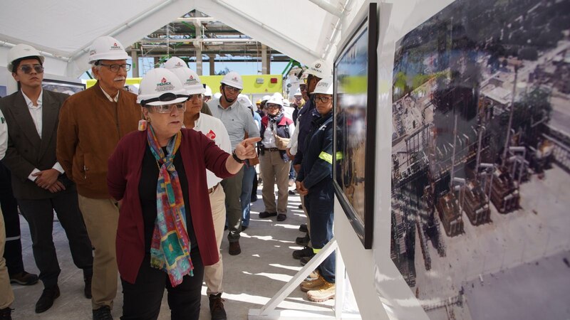 Alicia Bárcena Ibarra supervisando el primer parque industrial de economía círcular