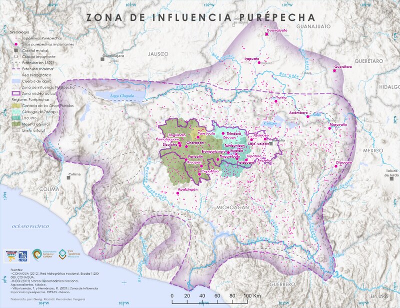 Mapa de la zona de influencia purépecha