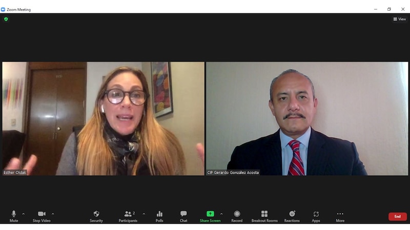 Reunión de Zoom entre Esther Oldak y Gerardo González Acosta