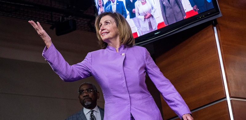 Nancy Pelosi, presidenta de la Cámara de Representantes de los Estados Unidos, durante una rueda de prensa.