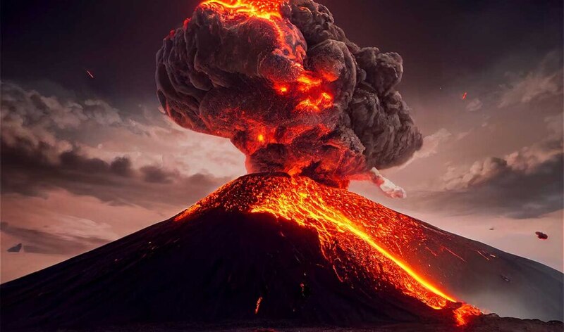 Volcán en erupción