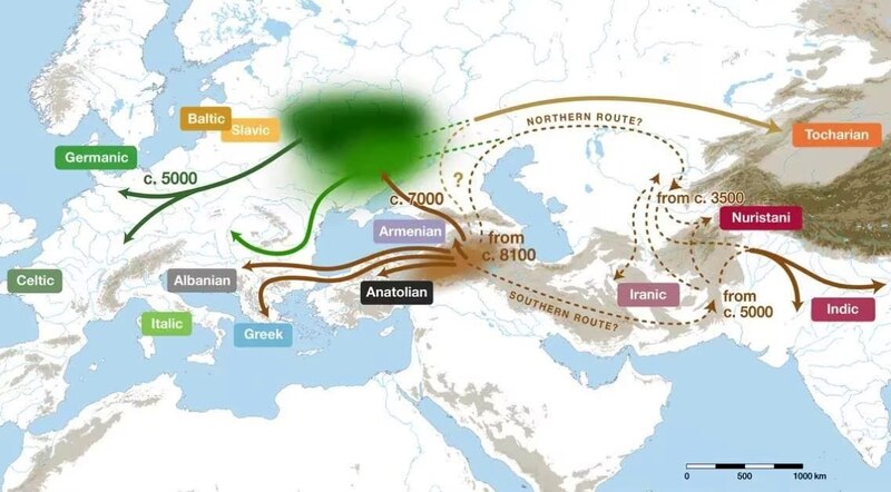 Mapa de las migraciones indoeuropeas