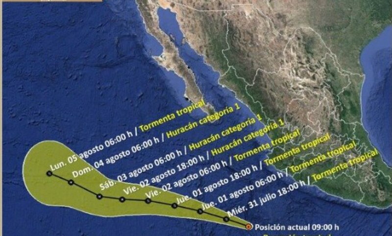 Huracán categoría 1 se acerca a las costas de México