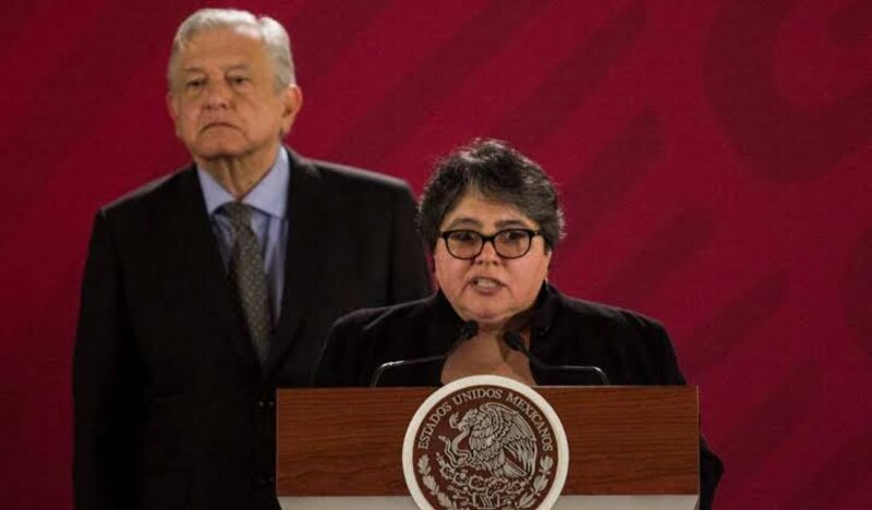 La Secretaria de Gobernación, Olga Sánchez Cordero, da un discurso.